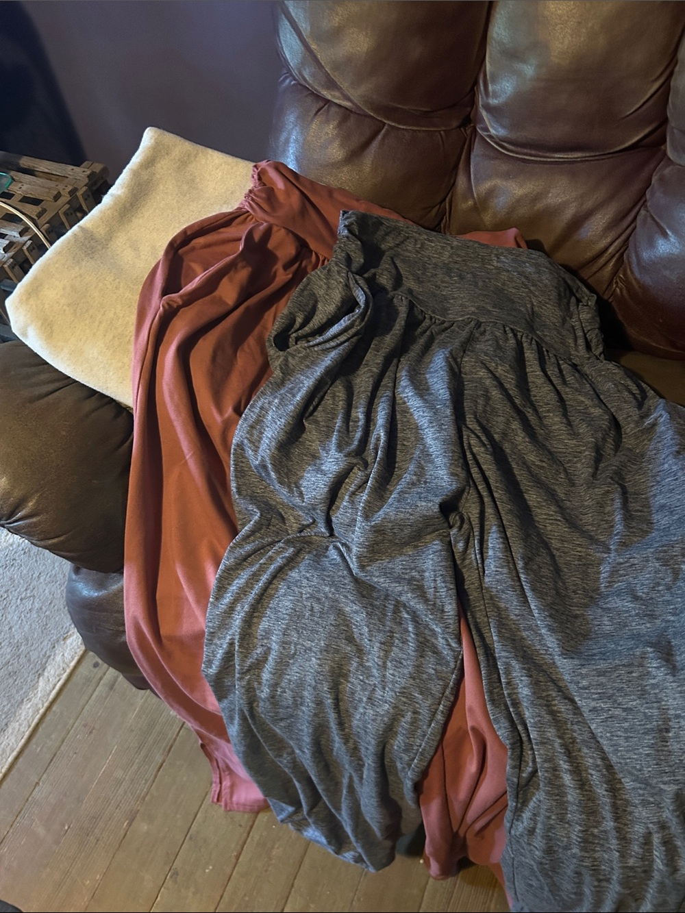 Flowy Rust and Heather Gray Wide-Leg Pants Set